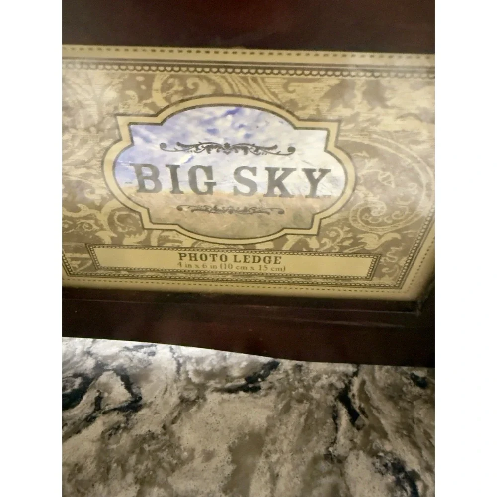 Vintage Big Sky Wood Photo Ledge Shelf Double 4x6 Picture Frame  Rustic Cabin